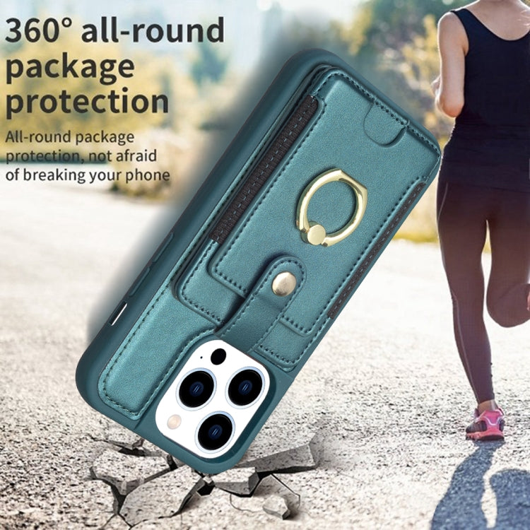 BF27 Metal Ring Card Bag Holder Phone Case, For iPhone 15 Pro Max, For iPhone 14 Plus, For iPhone 15 Pro, For iPhone 14 / 13, For iPhone 14 Pro, For iPhone 15 Plus