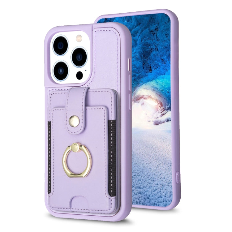 BF27 Metal Ring Card Bag Holder Phone Case, For iPhone 15 Pro Max, For iPhone 14 Plus, For iPhone 15 Pro, For iPhone 14 / 13, For iPhone 14 Pro, For iPhone 15 Plus