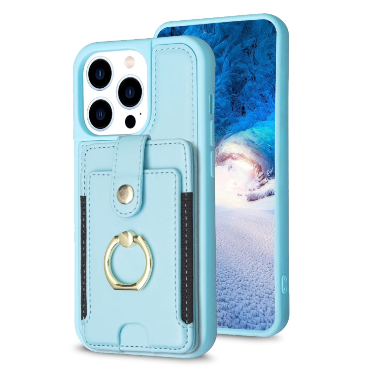 BF27 Metal Ring Card Bag Holder Phone Case, For iPhone 15 Pro Max, For iPhone 14 Plus, For iPhone 15 Pro, For iPhone 14 / 13, For iPhone 14 Pro, For iPhone 15 Plus