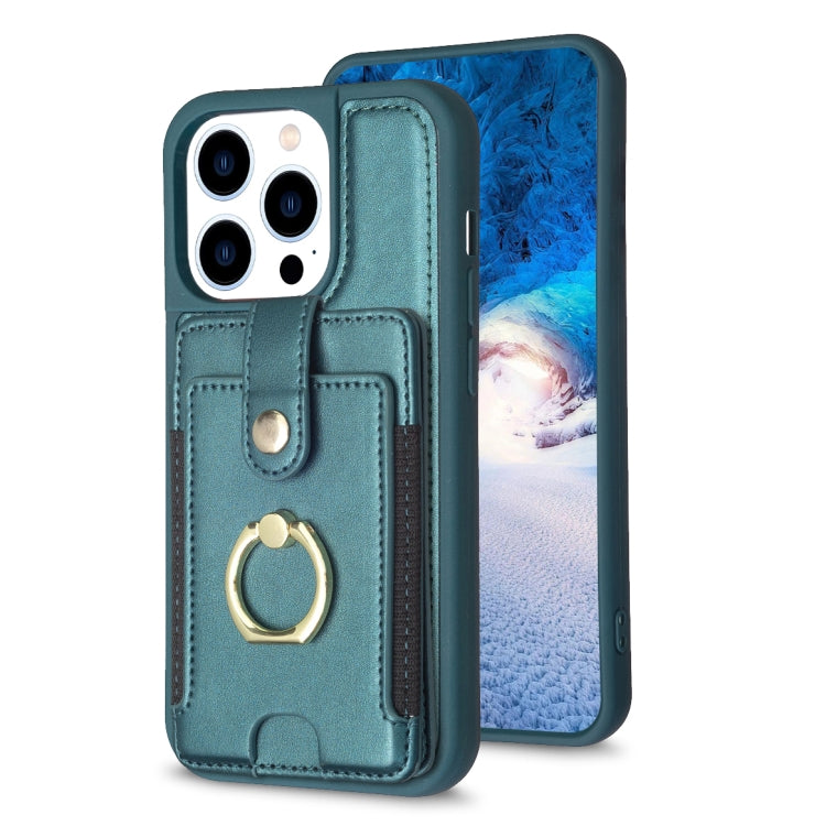 BF27 Metal Ring Card Bag Holder Phone Case, For iPhone 15 Pro Max, For iPhone 14 Plus, For iPhone 15 Pro, For iPhone 14 / 13, For iPhone 14 Pro, For iPhone 15 Plus