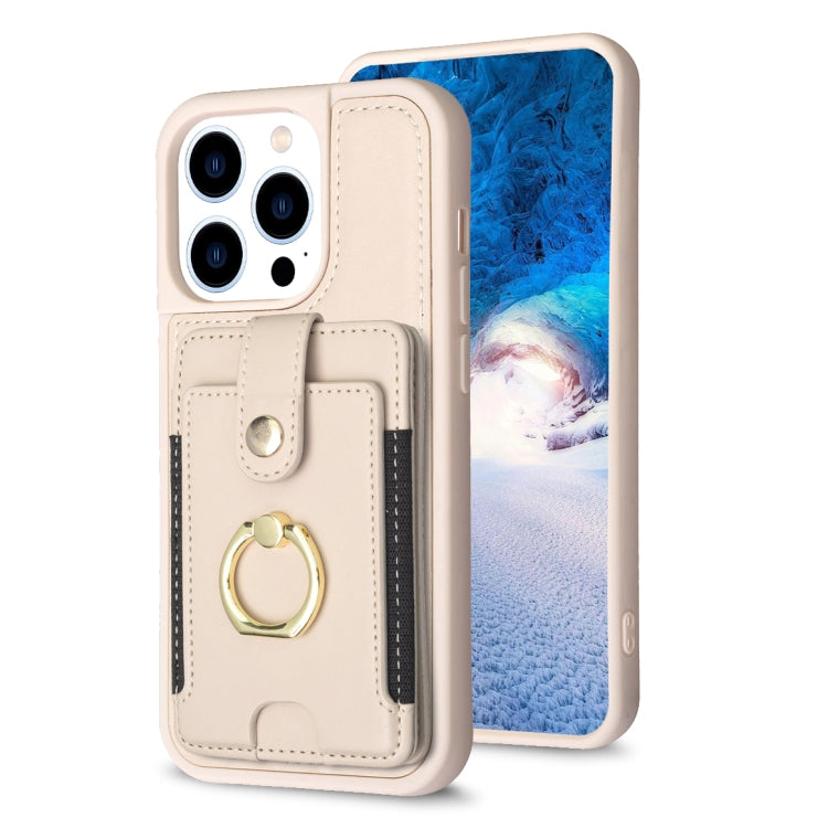 BF27 Metal Ring Card Bag Holder Phone Case, For iPhone 15 Pro Max, For iPhone 14 Plus, For iPhone 15 Pro, For iPhone 14 / 13, For iPhone 14 Pro, For iPhone 15 Plus