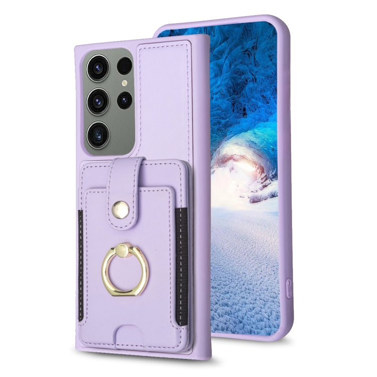 BF27 Metal Ring Card Bag Holder Phone Case, For Samsung Galaxy S23 Ultra 5G, For Samsung Galaxy A53, For Samsung Galaxy A13 5G / 4G, For Samsung Galaxy S22 Ultra 5G, For Samsung Galaxy S22+ 5G, For Samsung Galaxy S21 FE 5G