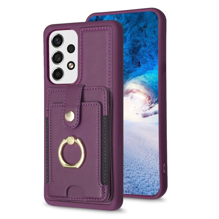 BF27 Metal Ring Card Bag Holder Phone Case, For Samsung Galaxy S23 Ultra 5G, For Samsung Galaxy A53, For Samsung Galaxy A13 5G / 4G, For Samsung Galaxy S22 Ultra 5G, For Samsung Galaxy S22+ 5G, For Samsung Galaxy S21 FE 5G