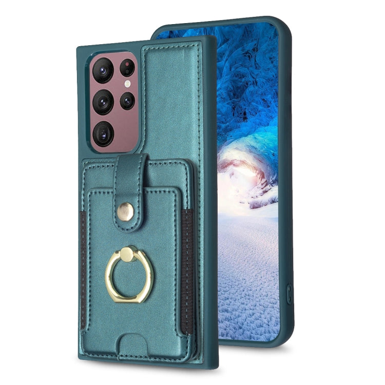 BF27 Metal Ring Card Bag Holder Phone Case, For Samsung Galaxy S23 Ultra 5G, For Samsung Galaxy A53, For Samsung Galaxy A13 5G / 4G, For Samsung Galaxy S22 Ultra 5G, For Samsung Galaxy S22+ 5G, For Samsung Galaxy S21 FE 5G
