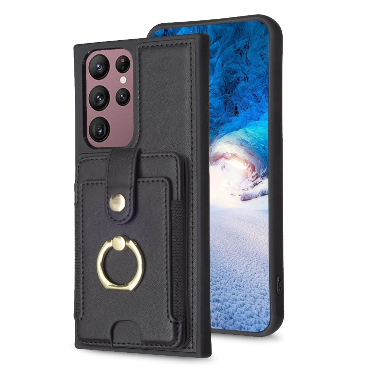 BF27 Metal Ring Card Bag Holder Phone Case, For Samsung Galaxy S23 Ultra 5G, For Samsung Galaxy A53, For Samsung Galaxy A13 5G / 4G, For Samsung Galaxy S22 Ultra 5G, For Samsung Galaxy S22+ 5G, For Samsung Galaxy S21 FE 5G