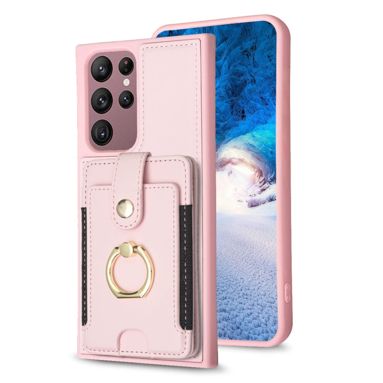 BF27 Metal Ring Card Bag Holder Phone Case, For Samsung Galaxy S23 Ultra 5G, For Samsung Galaxy A53, For Samsung Galaxy A13 5G / 4G, For Samsung Galaxy S22 Ultra 5G, For Samsung Galaxy S22+ 5G, For Samsung Galaxy S21 FE 5G