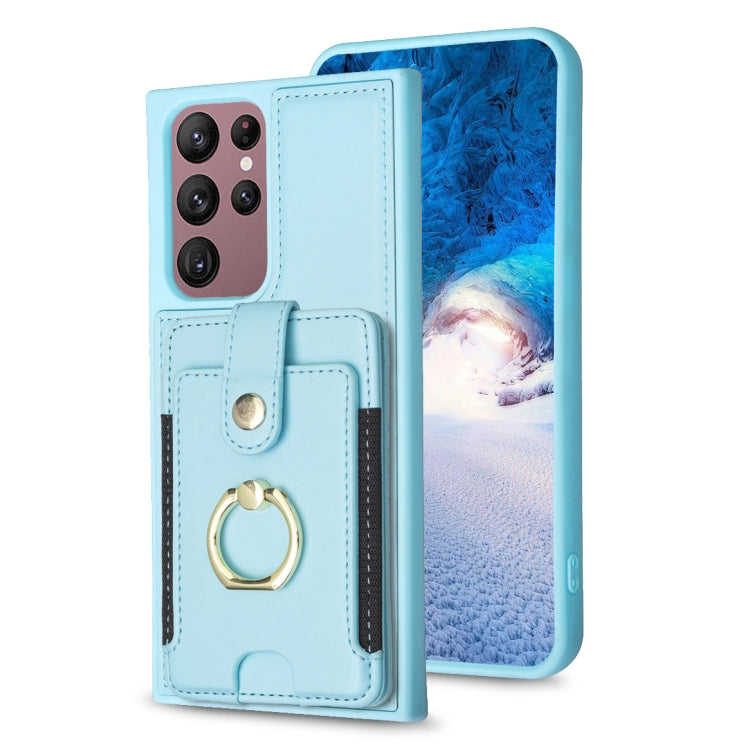 BF27 Metal Ring Card Bag Holder Phone Case, For Samsung Galaxy S23 Ultra 5G, For Samsung Galaxy A53, For Samsung Galaxy A13 5G / 4G, For Samsung Galaxy S22 Ultra 5G, For Samsung Galaxy S22+ 5G, For Samsung Galaxy S21 FE 5G