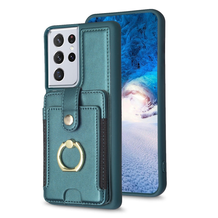 BF27 Metal Ring Card Bag Holder Phone Case, For Samsung Galaxy A52 5G / 4G, For Samsung Galaxy S21 5G, For Samsung Galaxy S21+ 5G, For Samsung Galaxy S21 Ultra 5G, For Samsug Galaxy A12