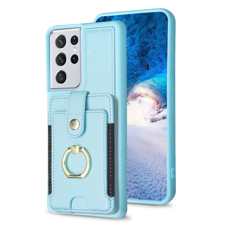 BF27 Metal Ring Card Bag Holder Phone Case, For Samsung Galaxy A52 5G / 4G, For Samsung Galaxy S21 5G, For Samsung Galaxy S21+ 5G, For Samsung Galaxy S21 Ultra 5G, For Samsug Galaxy A12