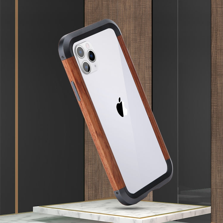 R-JUST Metal + Wood Frame Protective Case, For iPhone 11, For iPhone 11 Pro, For iPhone 11 Pro Max, For iPhone SE 2022 / SE 2020 / 8 / 7, For iPhone X / XS, For iPhone XS Max, For iPhone XR
