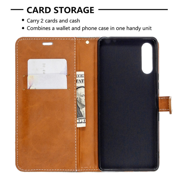 Color Matching Denim Texture Horizontal Flip Leather Case with Holder & Card Slots & Wallet & Lanyard, For Sony Xperia L4