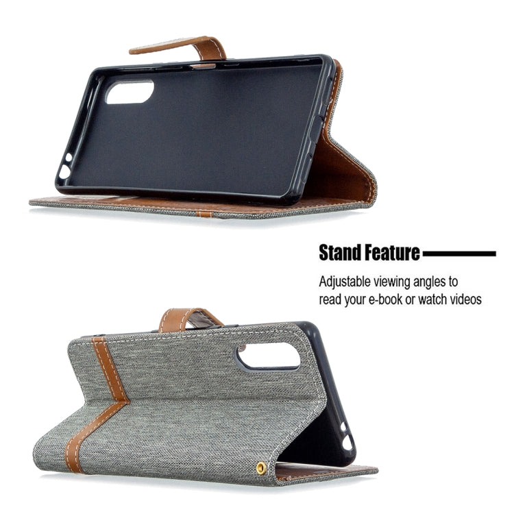 Color Matching Denim Texture Horizontal Flip Leather Case with Holder & Card Slots & Wallet & Lanyard, For Sony Xperia L4