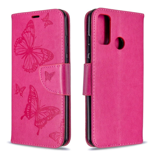 Two Butterflies Embossing Pattern Horizontal Flip Leather Case with Holder & Card Slot & Wallet & Lanyard, For Huawei P Smart (2020), For Huawei Y5P / Honor 9S, For Huawei Y6P, For Huawei Honor 9A, For LG K51, For Sony Xperia L4