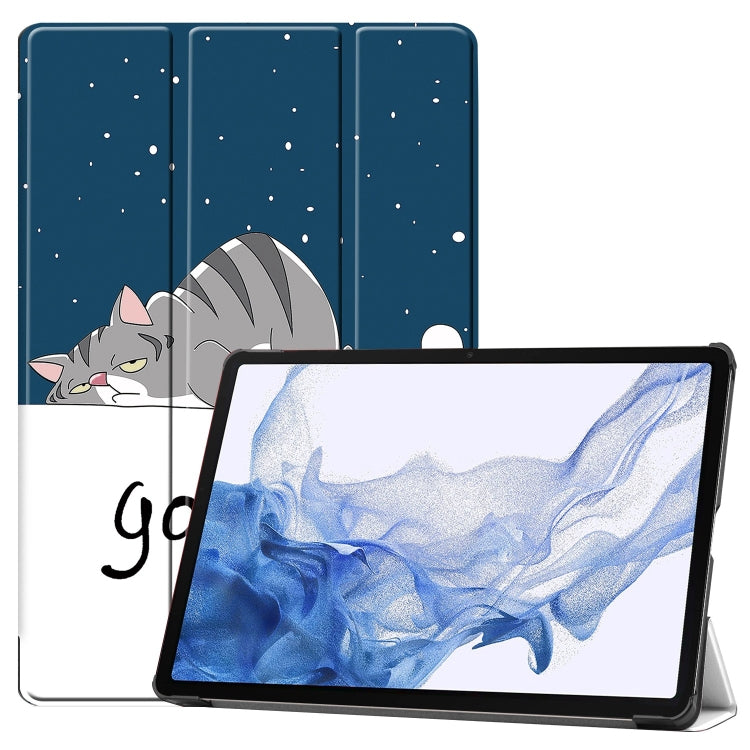 Custer Painted 3-Fold Holder Smart Leather Tablet Case, For Samsung Galaxy Tab S9 FE / S10 FE, For Samsung Galaxy Tab S9 FE+ / S10+, For Samsung Galaxy Tab S9