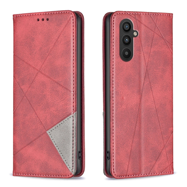 Rhombus Texture Magnetic Leather Phone Case, For Samsung Galaxy S24 Ultra 5G, For Samsung Galaxy A25 5G, For Samsung Galaxy A35, For Samsung Galaxy M34 5G, For Samsung Galaxy A55, For Samsung Galaxy A15, For Samsung Galaxy A05, For Samsung Galaxy S24+ 5G