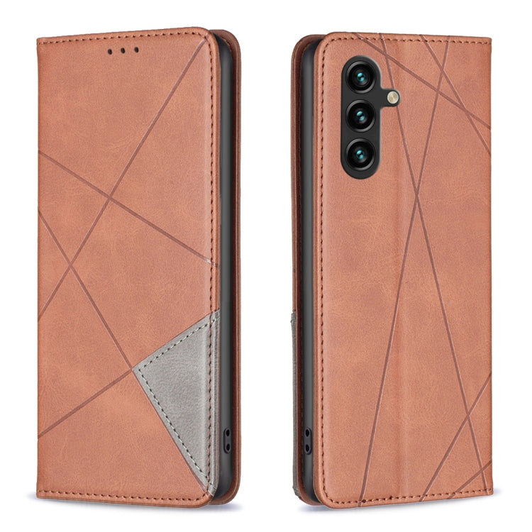 Rhombus Texture Magnetic Leather Phone Case, For Samsung Galaxy S24 Ultra 5G, For Samsung Galaxy A25 5G, For Samsung Galaxy A35, For Samsung Galaxy M34 5G, For Samsung Galaxy A55, For Samsung Galaxy A15, For Samsung Galaxy A05, For Samsung Galaxy S24+ 5G