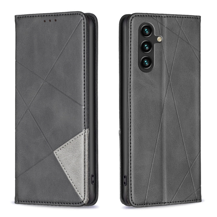 Rhombus Texture Magnetic Leather Phone Case, For Samsung Galaxy S24 Ultra 5G, For Samsung Galaxy A25 5G, For Samsung Galaxy A35, For Samsung Galaxy M34 5G, For Samsung Galaxy A55, For Samsung Galaxy A15, For Samsung Galaxy A05, For Samsung Galaxy S24+ 5G