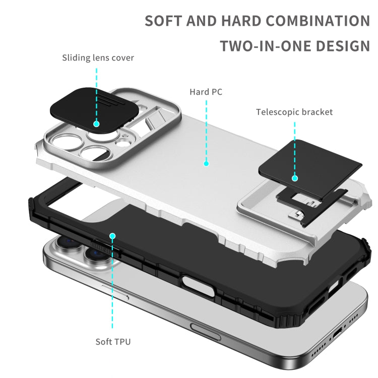 Stereoscopic Holder Sliding Camshield Phone Case, For iPhone 16 Pro Max, For iPhone 16 Pro, For iPhone 16 Plus, For iPhone 16, For iPhone 15 Pro Max, For iPhone 15 Pro