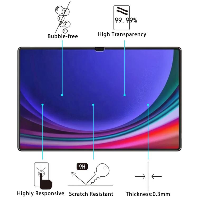 9H 0.3mm Explosion-proof Tempered Glass Film, For Samsung Galaxy Tab S11 Ultra 14.6, For Samsung Galaxy Tab S10 FE+ 13.1, For Samsung Galaxy Tab S10 Ultra 14.6, For Samsung Galaxy Tab S10+ 12.4, For Samsung Galaxy Tab S10 11, For Samsung Galaxy Tab S9 ...