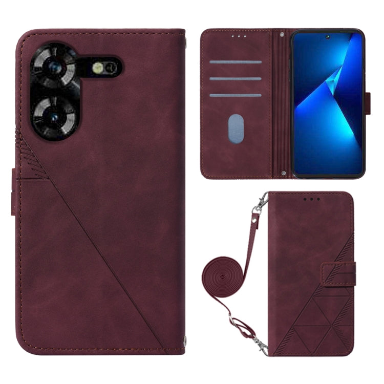 Crossbody 3D Embossed Flip Leather Phone Case, For Tecno Pova 6 Neo, For Tecno Pova 6 4G, For Tecno Camon 30 Pro 5G, For Tecno Camon 30 4G / 5G, For Tecno Pova 5 4G / LH7N, For Tecno Spark 10 5G / K18, For Tecno Spark 10C / K15Q                        ...