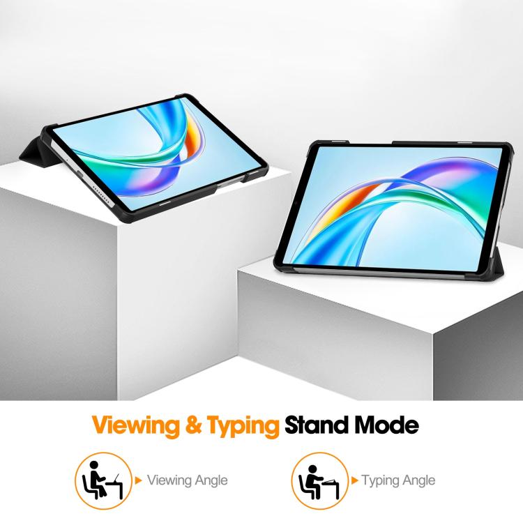 Custer Texture 3-Fold Holder Leather Smart Tablet Case, For Honor Pad X7 2025, For Honor Pad X9 Pro, For Honor Pad X9 / X8 Pro 11.5
