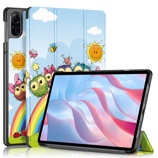 Coloured Drawing 3-Fold Holder Leather Tablet Case, For Honor Pad X9 / X8 Pro 11.5
