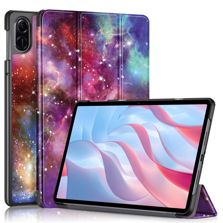 Coloured Drawing 3-Fold Holder Leather Tablet Case, For Honor Pad X9 / X8 Pro 11.5