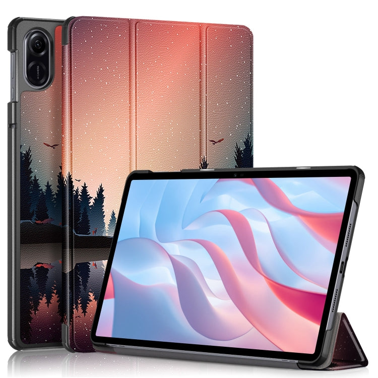 Coloured Drawing 3-Fold Holder Leather Tablet Case, For Honor Pad X9 / X8 Pro 11.5