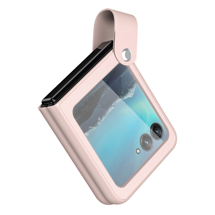 Hand Strap Type Leather Phone Case, For Motorola Razr 40 Ultra