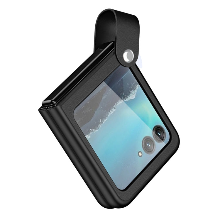 Hand Strap Type Leather Phone Case, For Motorola Razr 40 Ultra
