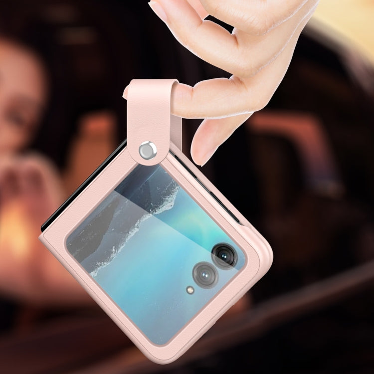Hand Strap Type Leather Phone Case, For Motorola Razr 40 Ultra