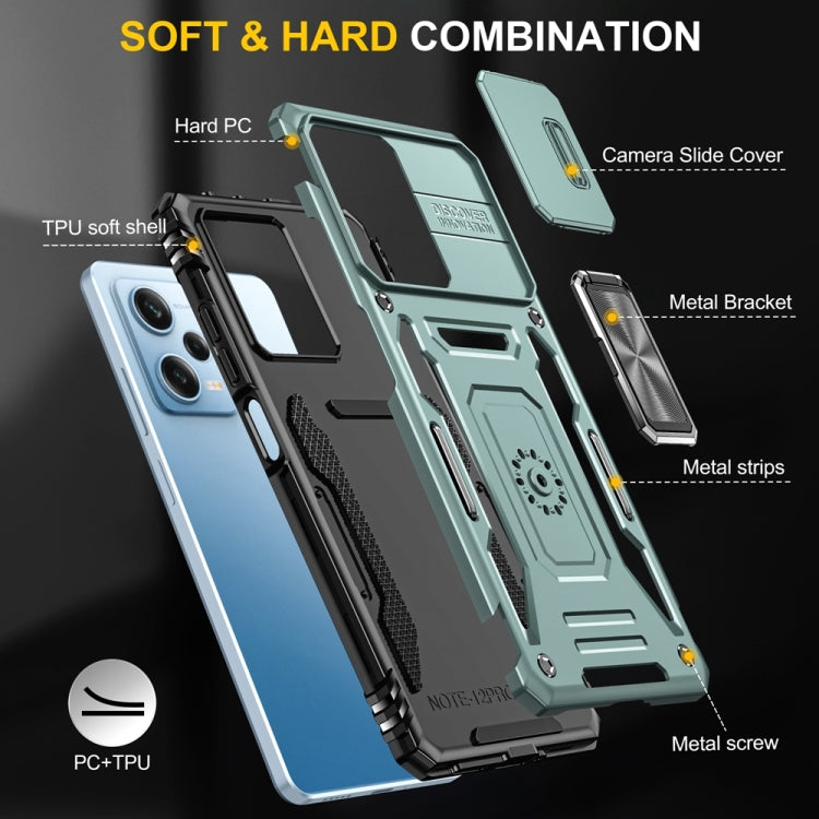 Armor PC + TPU Camera Shield Phone Case, For Xiaomi Redmi Note 12 Pro 5G Global, For Xiaomi Redmi Note 12 5G Global, For Xiaomi Redmi A1