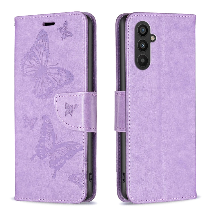 Embossing Two Butterflies Pattern Leather Phone Case, For Samsung Galaxy A55, For Samsung Galaxy A25 5G, For Samsung Galaxy A15, For Samsung Galaxy S24 Ultra 5G, For Samsung Galaxy A35, For Samsung Galaxy S23 FE 5G, For Samsung Galaxy S24+ 5G          ...