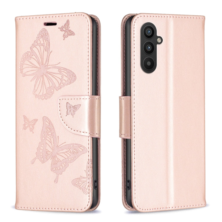 Embossing Two Butterflies Pattern Leather Phone Case, For Samsung Galaxy A55, For Samsung Galaxy A25 5G, For Samsung Galaxy A15, For Samsung Galaxy S24 Ultra 5G, For Samsung Galaxy A35, For Samsung Galaxy S23 FE 5G, For Samsung Galaxy S24+ 5G          ...