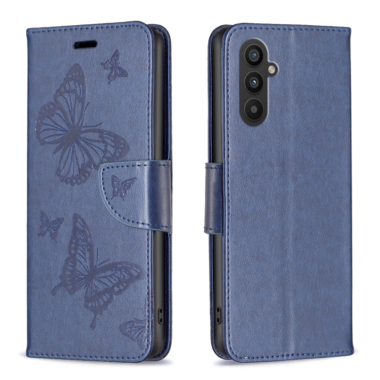 Embossing Two Butterflies Pattern Leather Phone Case, For Samsung Galaxy A55, For Samsung Galaxy A25 5G, For Samsung Galaxy A15, For Samsung Galaxy S24 Ultra 5G, For Samsung Galaxy A35, For Samsung Galaxy S23 FE 5G, For Samsung Galaxy S24+ 5G          ...