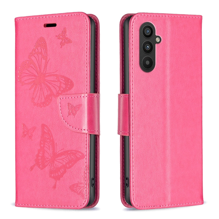 Embossing Two Butterflies Pattern Leather Phone Case, For Samsung Galaxy A55, For Samsung Galaxy A25 5G, For Samsung Galaxy A15, For Samsung Galaxy S24 Ultra 5G, For Samsung Galaxy A35, For Samsung Galaxy S23 FE 5G, For Samsung Galaxy S24+ 5G          ...