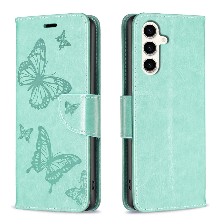 Embossing Two Butterflies Pattern Leather Phone Case, For Samsung Galaxy A55, For Samsung Galaxy A25 5G, For Samsung Galaxy A15, For Samsung Galaxy S24 Ultra 5G, For Samsung Galaxy A35, For Samsung Galaxy S23 FE 5G, For Samsung Galaxy S24+ 5G          ...