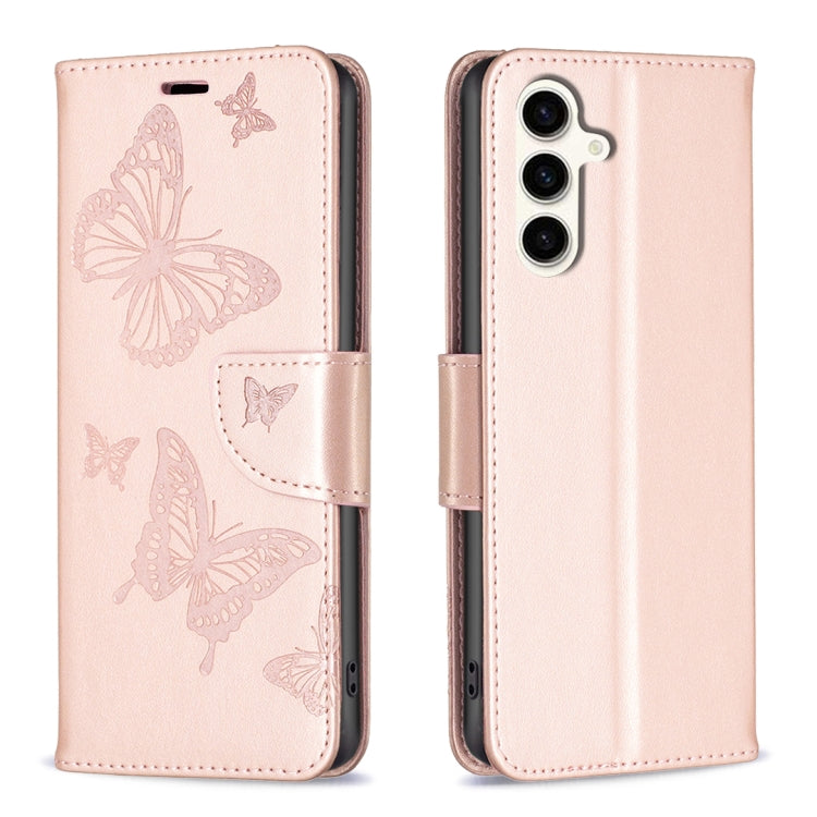 Embossing Two Butterflies Pattern Leather Phone Case, For Samsung Galaxy A55, For Samsung Galaxy A25 5G, For Samsung Galaxy A15, For Samsung Galaxy S24 Ultra 5G, For Samsung Galaxy A35, For Samsung Galaxy S23 FE 5G, For Samsung Galaxy S24+ 5G          ...