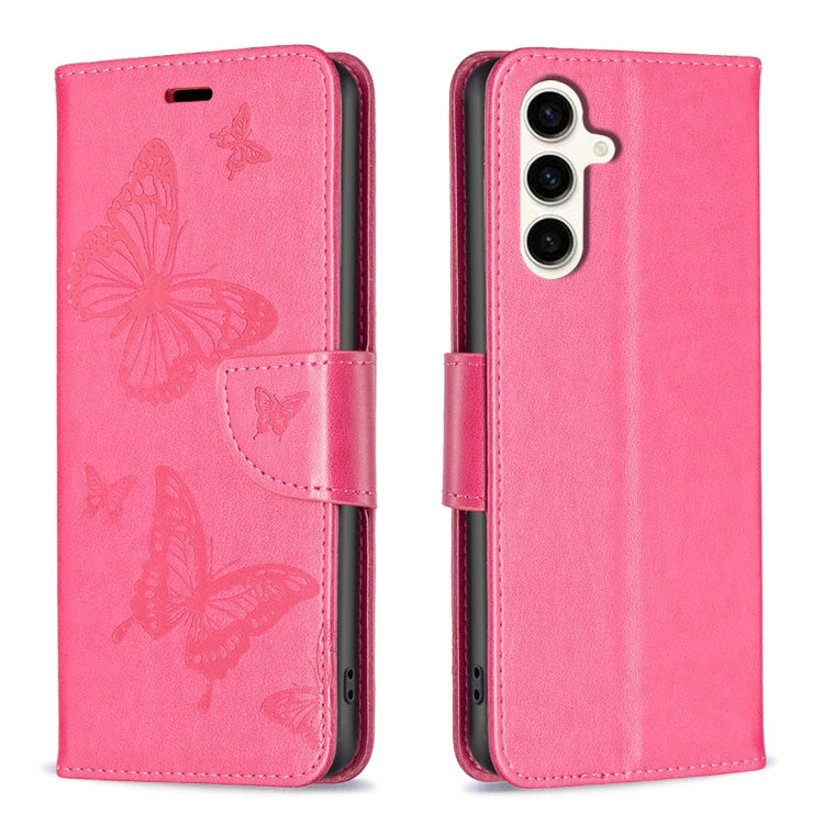 Embossing Two Butterflies Pattern Leather Phone Case, For Samsung Galaxy A55, For Samsung Galaxy A25 5G, For Samsung Galaxy A15, For Samsung Galaxy S24 Ultra 5G, For Samsung Galaxy A35, For Samsung Galaxy S23 FE 5G, For Samsung Galaxy S24+ 5G          ...