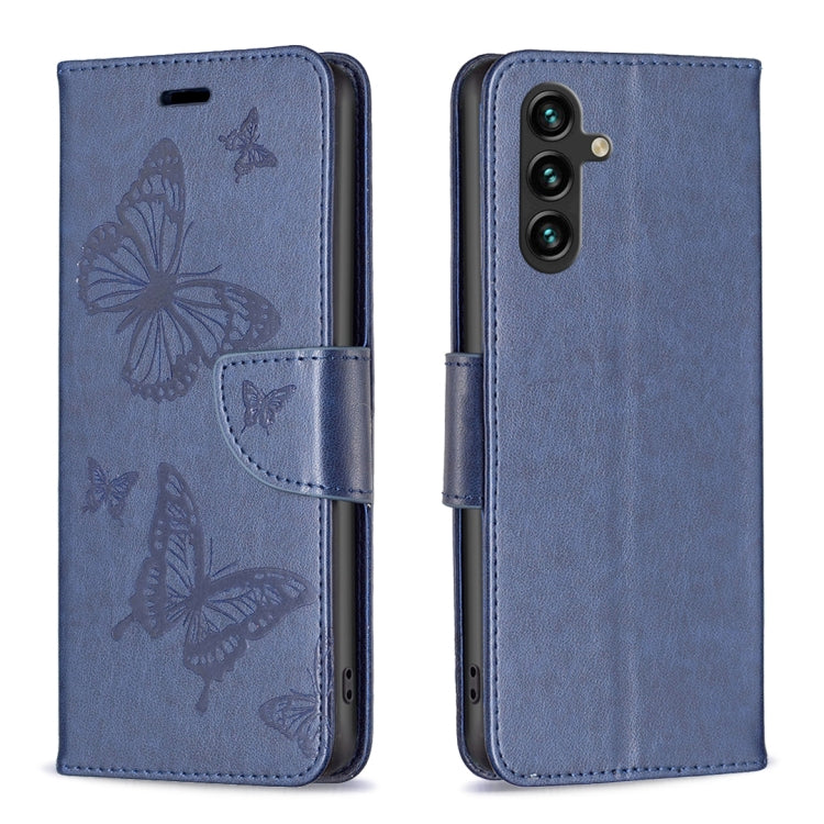 Embossing Two Butterflies Pattern Leather Phone Case, For Samsung Galaxy A55, For Samsung Galaxy A25 5G, For Samsung Galaxy A15, For Samsung Galaxy S24 Ultra 5G, For Samsung Galaxy A35, For Samsung Galaxy S23 FE 5G, For Samsung Galaxy S24+ 5G          ...