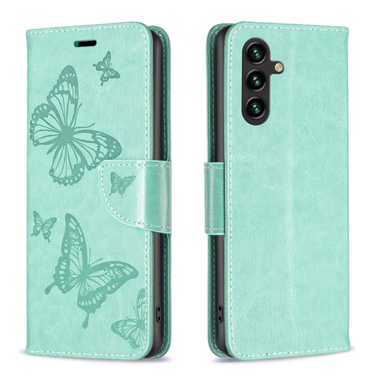 Embossing Two Butterflies Pattern Leather Phone Case, For Samsung Galaxy A55, For Samsung Galaxy A25 5G, For Samsung Galaxy A15, For Samsung Galaxy S24 Ultra 5G, For Samsung Galaxy A35, For Samsung Galaxy S23 FE 5G, For Samsung Galaxy S24+ 5G          ...
