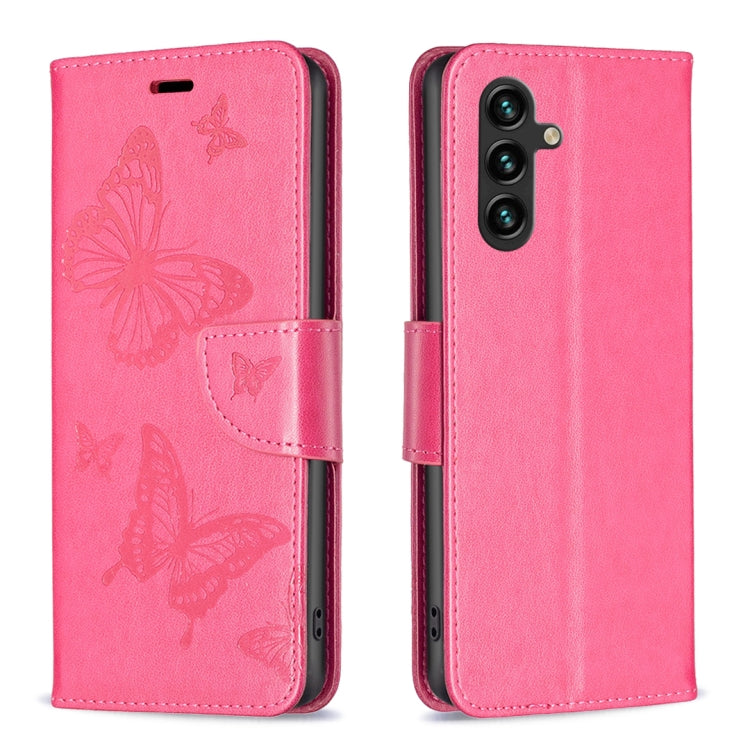 Embossing Two Butterflies Pattern Leather Phone Case, For Samsung Galaxy A55, For Samsung Galaxy A25 5G, For Samsung Galaxy A15, For Samsung Galaxy S24 Ultra 5G, For Samsung Galaxy A35, For Samsung Galaxy S23 FE 5G, For Samsung Galaxy S24+ 5G          ...