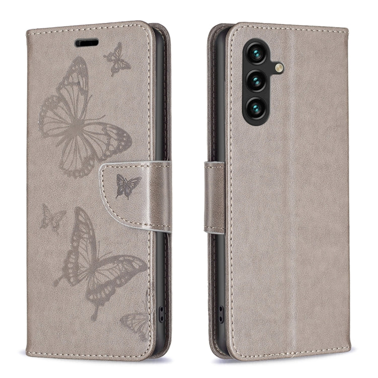 Embossing Two Butterflies Pattern Leather Phone Case, For Samsung Galaxy A55, For Samsung Galaxy A25 5G, For Samsung Galaxy A15, For Samsung Galaxy S24 Ultra 5G, For Samsung Galaxy A35, For Samsung Galaxy S23 FE 5G, For Samsung Galaxy S24+ 5G          ...