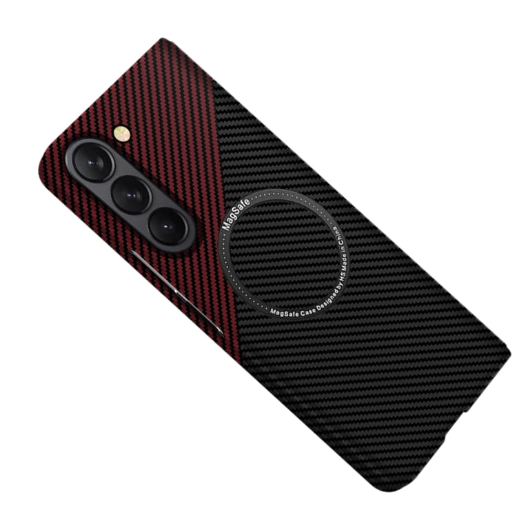 Carbon Fiber Texture MagSafe Magnetic Phone Case, For Samsung Galaxy Z Fold5, For Samsung Galaxy Z Flip5