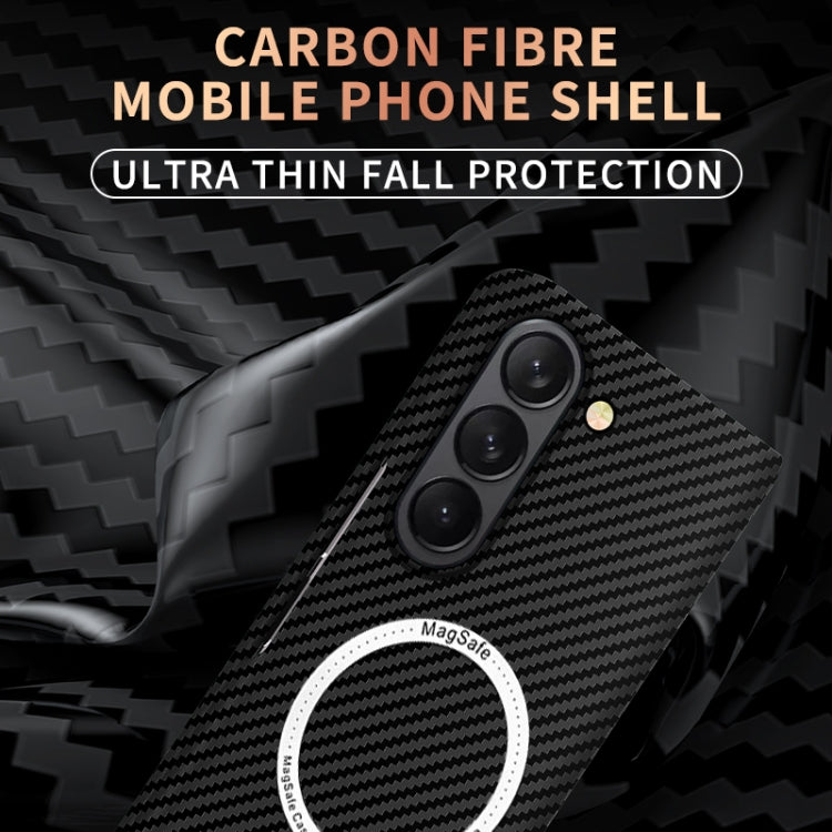 Carbon Fiber Texture MagSafe Magnetic Phone Case, For Samsung Galaxy Z Fold5, For Samsung Galaxy Z Flip5
