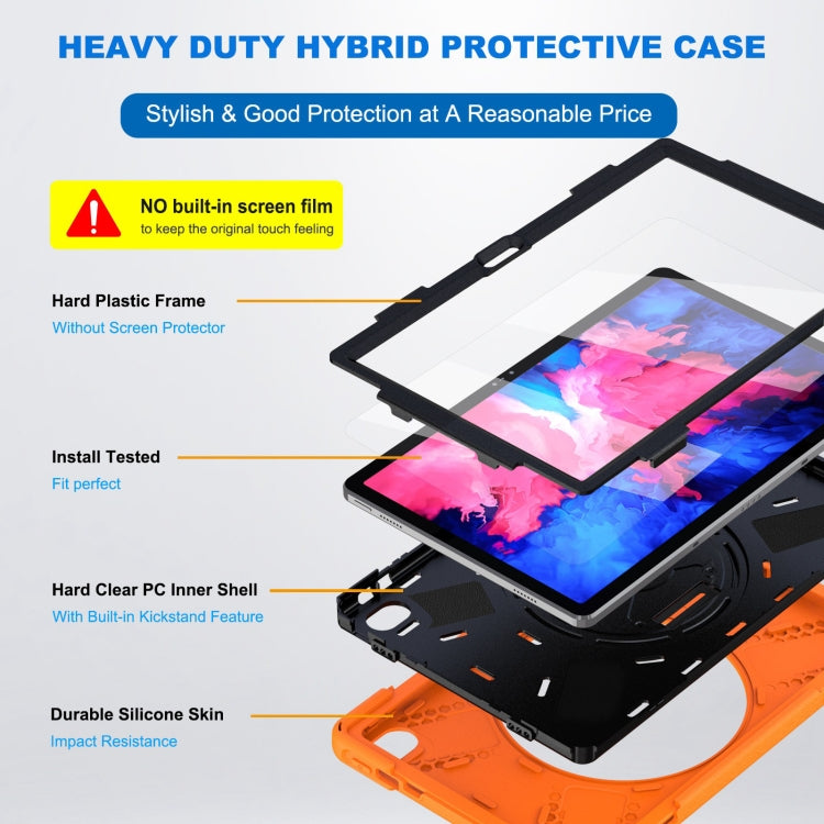 Silicone Hybrid PC Tablet Case with Grip & Shoulder Strap, For Lenovo Tab P11, For Lenovo Xiaoxin Pad 11 2020/2021/2022