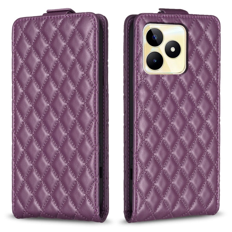 Diamond Lattice Vertical Flip Leather Phone Case, For Realme C53, For Realme C55