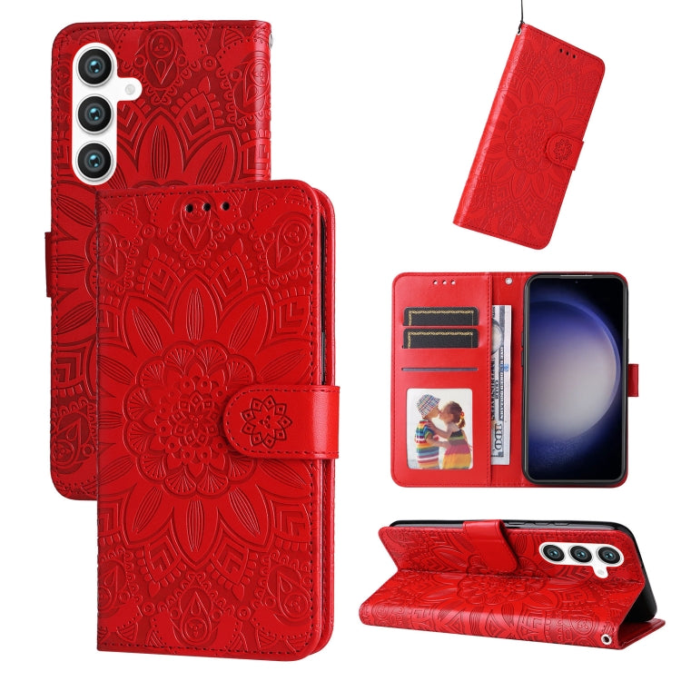 Embossed Sunflower Leather Phone Case, For Samsung Galaxy A05s, For Samsung Galaxy M34 5G, For Samsung Galaxy A25 5G Global, For Samsung Galaxy S23 FE 5G