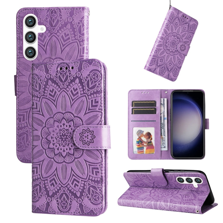 Embossed Sunflower Leather Phone Case, For Samsung Galaxy A05s, For Samsung Galaxy M34 5G, For Samsung Galaxy A25 5G Global, For Samsung Galaxy S23 FE 5G