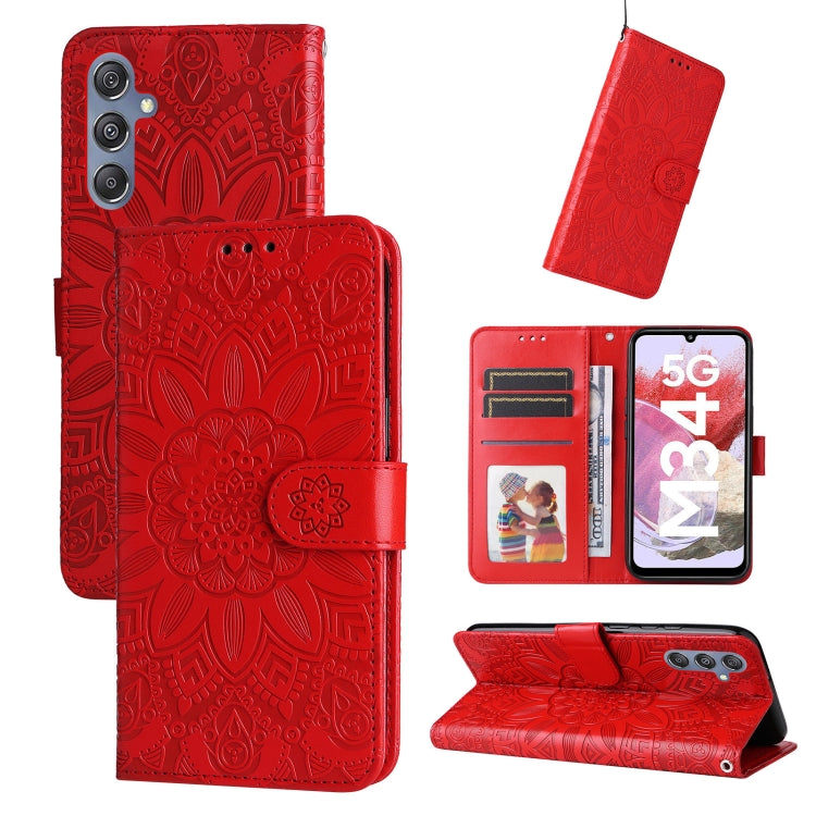 Embossed Sunflower Leather Phone Case, For Samsung Galaxy A05s, For Samsung Galaxy M34 5G, For Samsung Galaxy A25 5G Global, For Samsung Galaxy S23 FE 5G